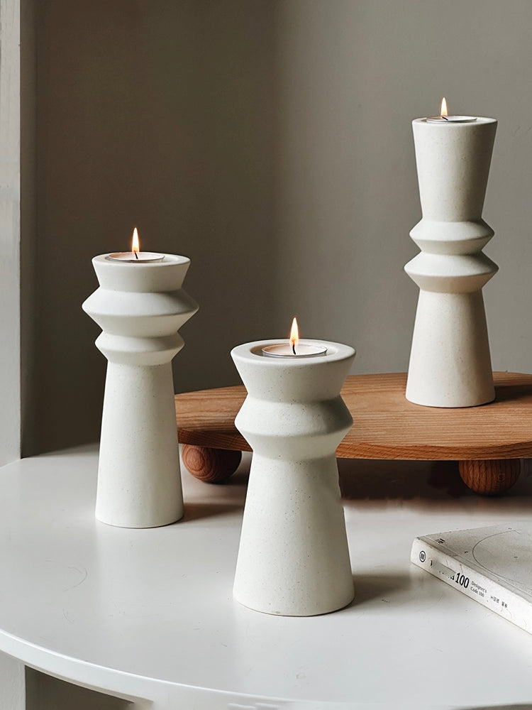 Set of 3 Modern Ceramic Candle Holders for Home Decor