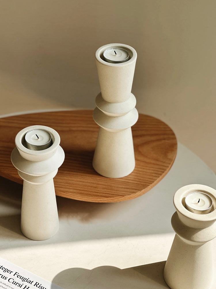 Set of 3 Modern Ceramic Candle Holders for Home Decor