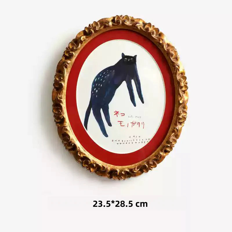 Set of 10 Retro Wall Paintings with Durable Resin or Wood Frames