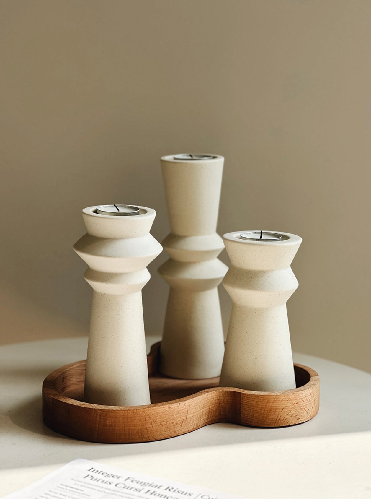 Set of 3 Modern Ceramic Candle Holders for Home Decor