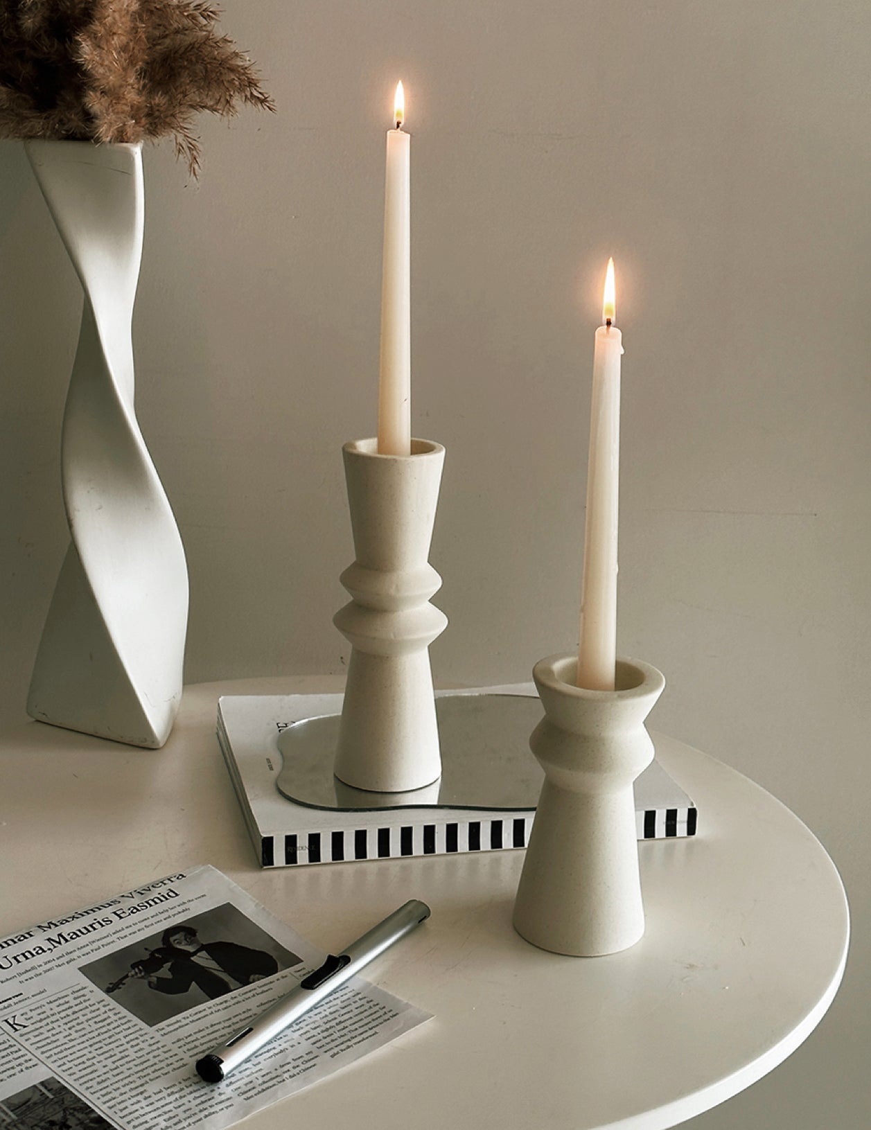 Set of 3 Modern Ceramic Candle Holders for Home Decor