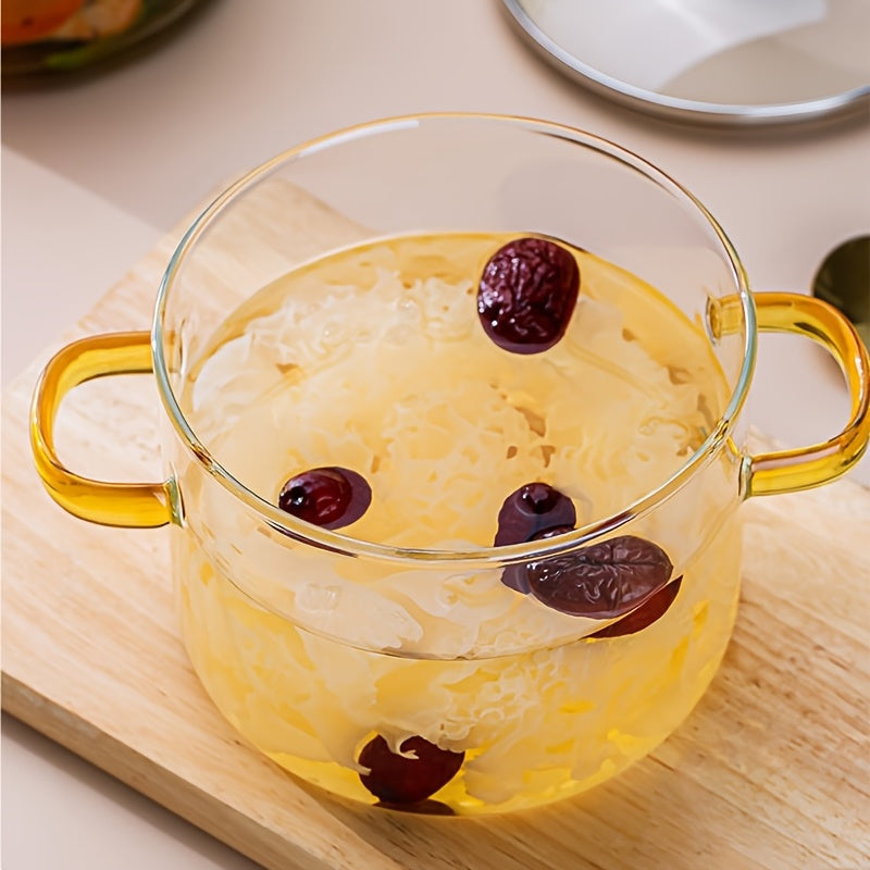 Borosilicate Glass Cooker with Yellow Handle
