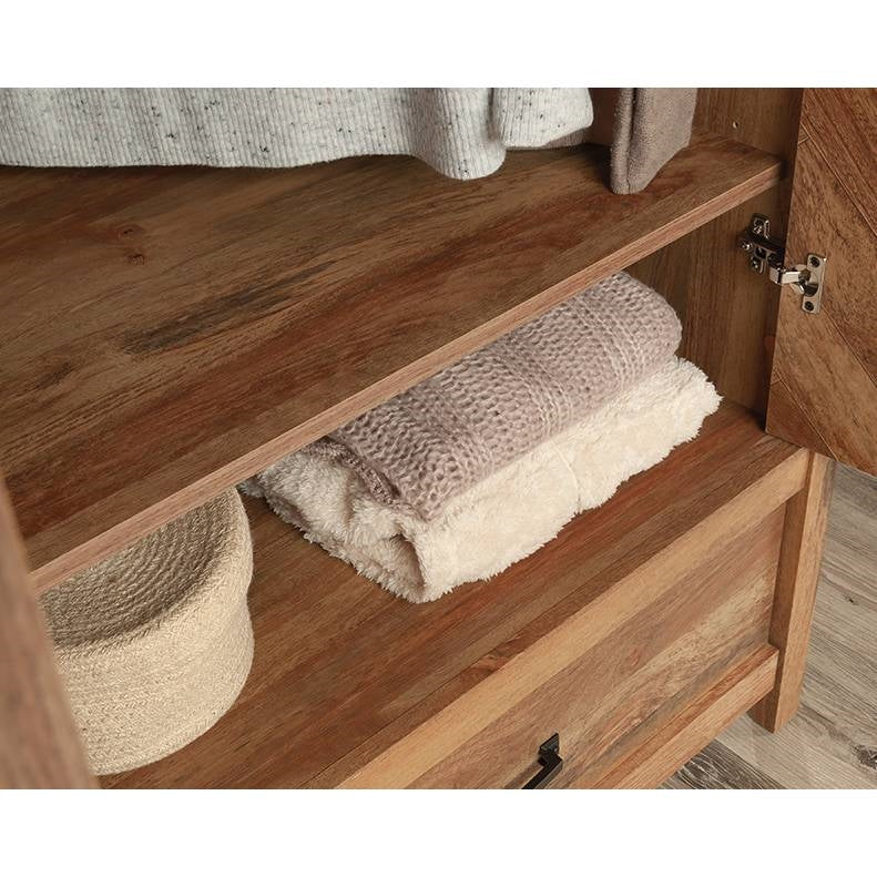 Rustic Herringbone 1 Drawer Garment Rod Wardrobe Armoire with Storage-3