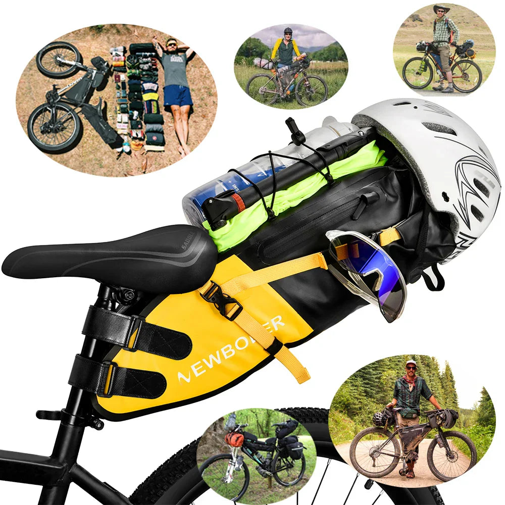 Waterproof 13L Bike Saddle Bag Foldable Rear Tail Trunk Yellow-2