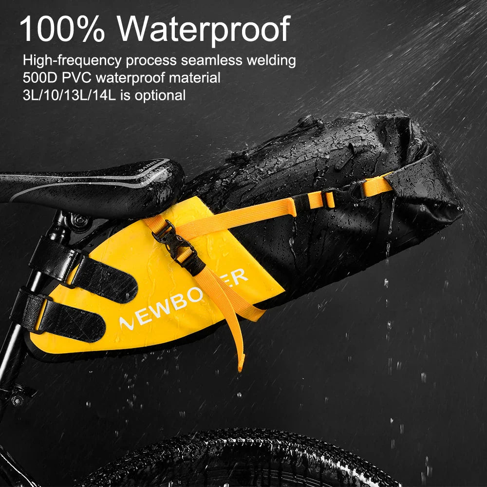 Waterproof 13L Bike Saddle Bag Foldable Rear Tail Trunk Yellow-3