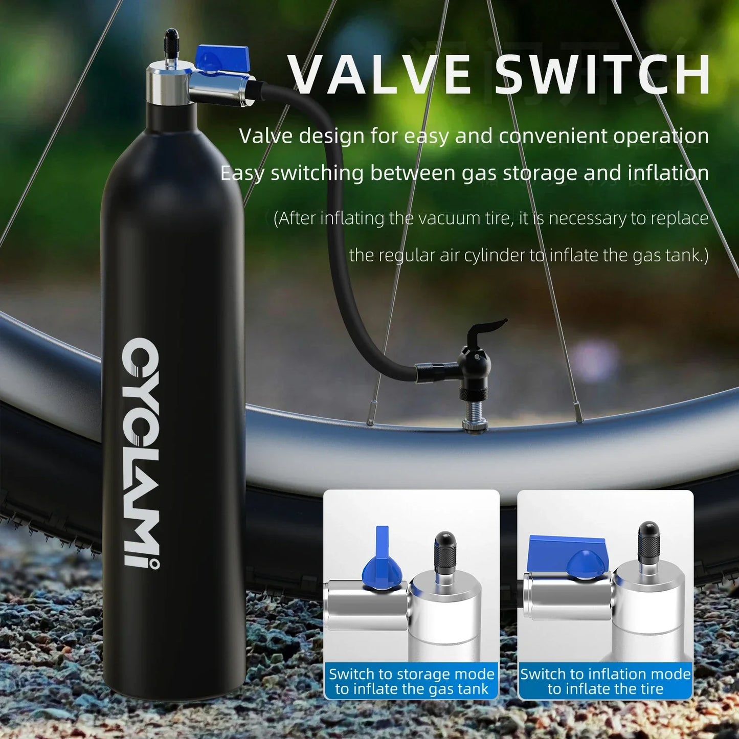 Aluminum Alloy 1.3L Tire Booster High-Pressure Air Tank with Valve Black-4