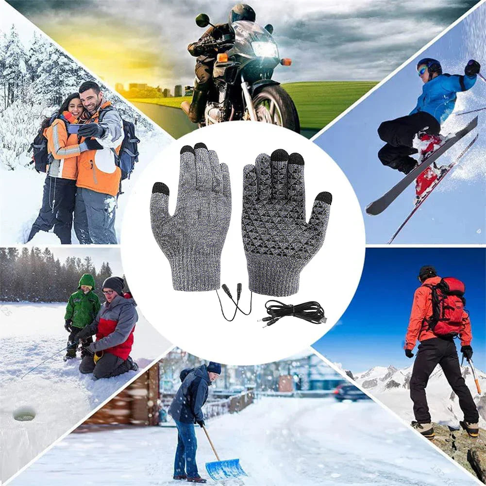 USB Heated Touchscreen Winter Cycling Gloves-3