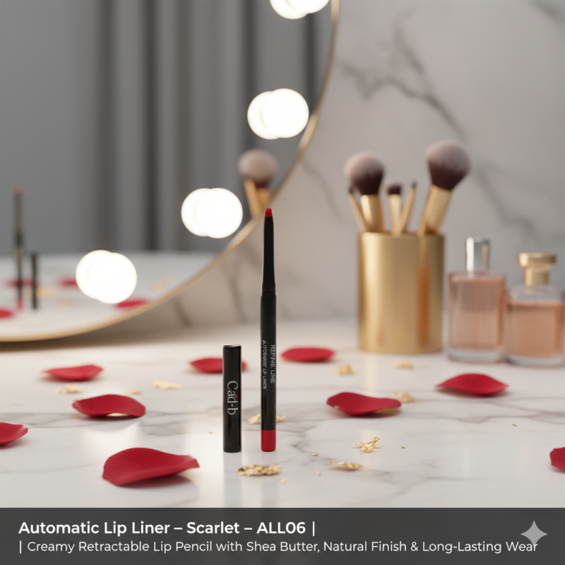 Automatic Lip Liner – Scarlet – ALL06 | Creamy Retractable Lip Pencil with Shea Butter, Natural Finish & Long-Lasting Wear