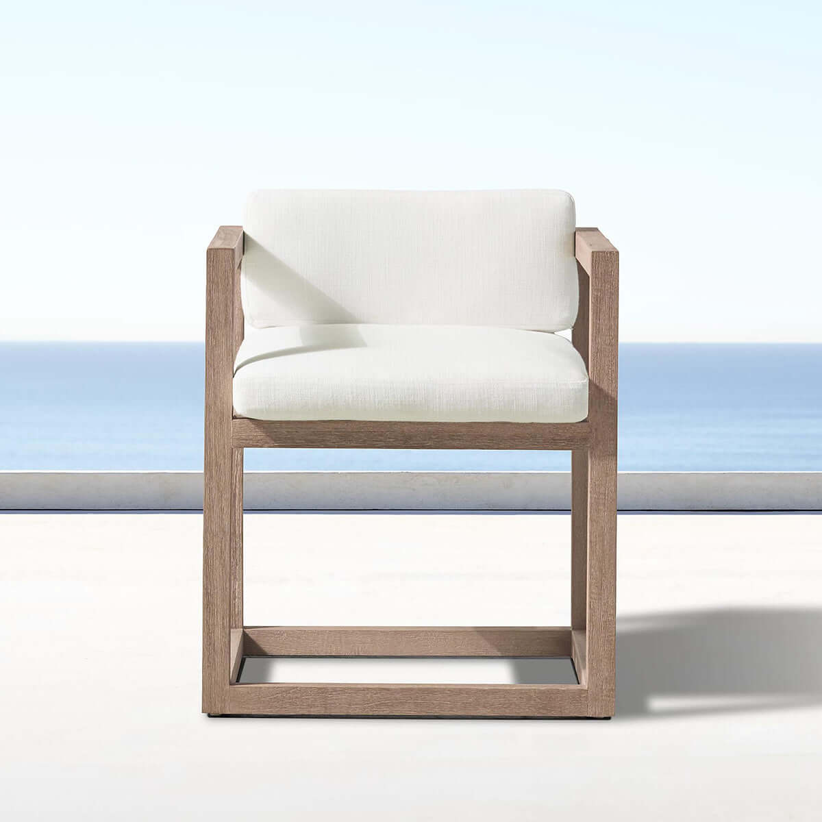 Teak Aviara Patio Dining Chair with Water-Resistant Foam and UV-Protection-0