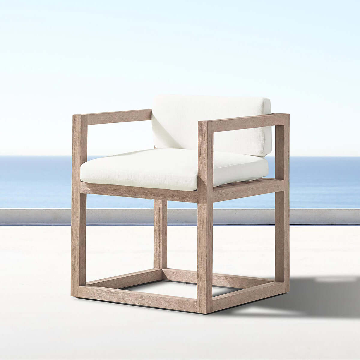 Teak Aviara Patio Dining Chair with Water-Resistant Foam and UV-Protection-1