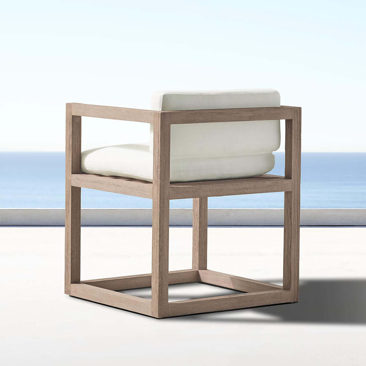 Teak Aviara Patio Dining Chair with Water-Resistant Foam and UV-Protection-2