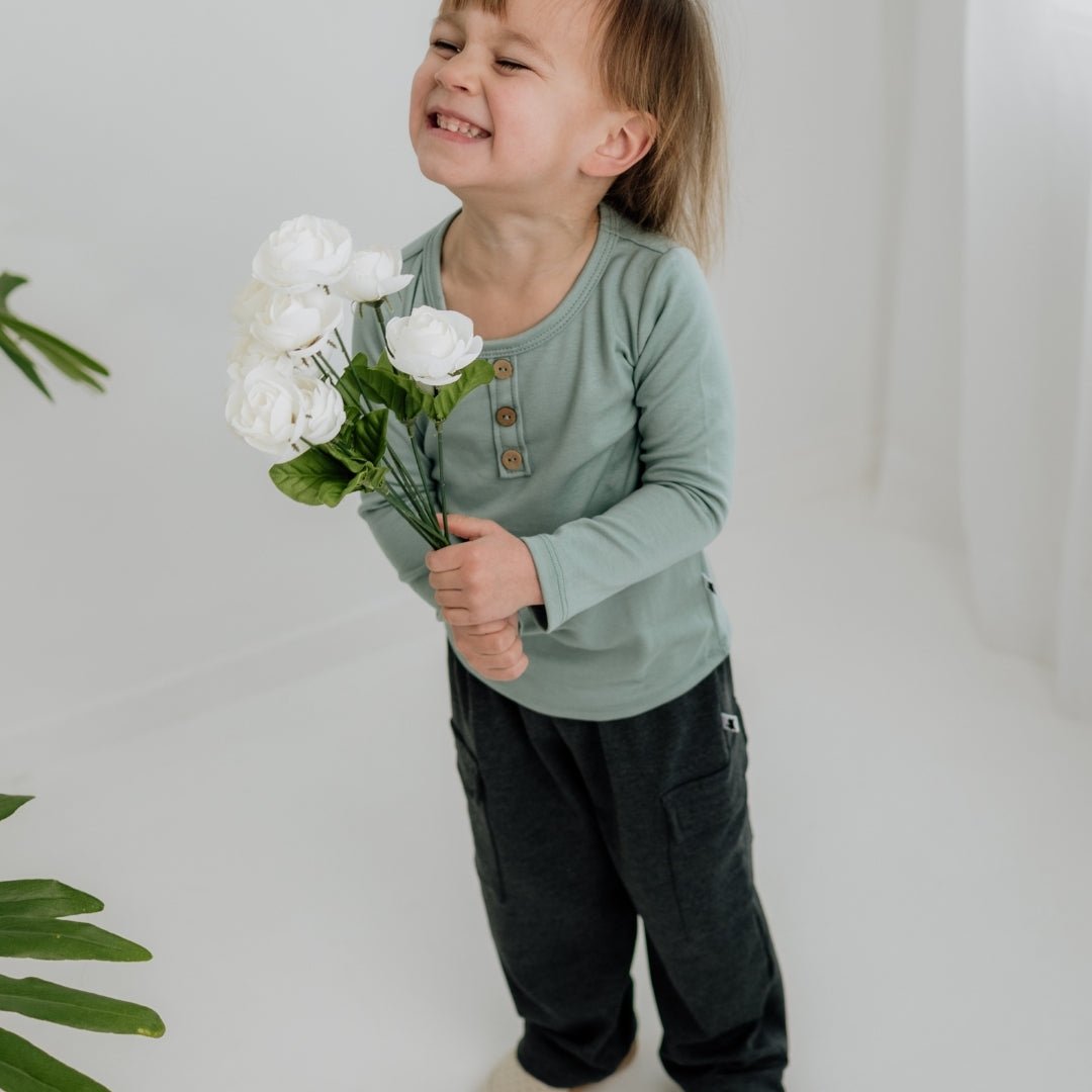 Baby/Kids Bamboo Henley Long-Sleeve Shirt — Last Call-3