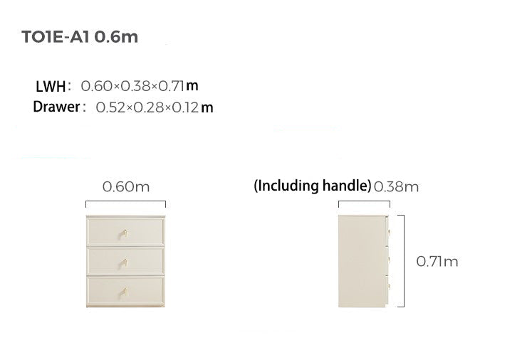 Beige 3-Drawer Storage Chest with Smooth Rails.-2
