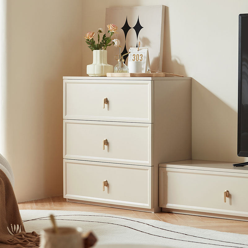 Beige 3-Drawer Storage Chest with Smooth Rails.-3