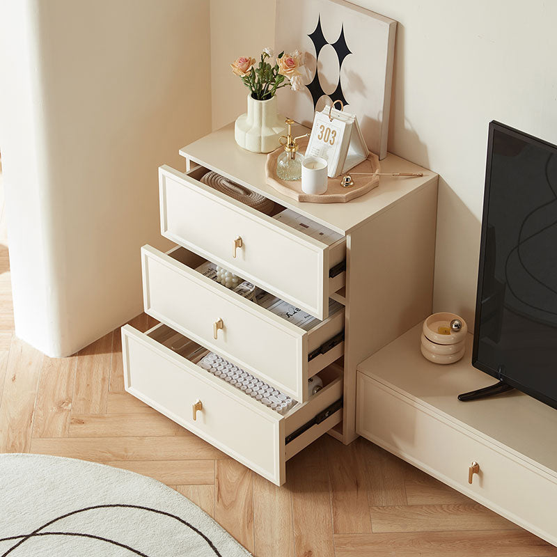 Beige 3-Drawer Storage Chest with Smooth Rails.-4