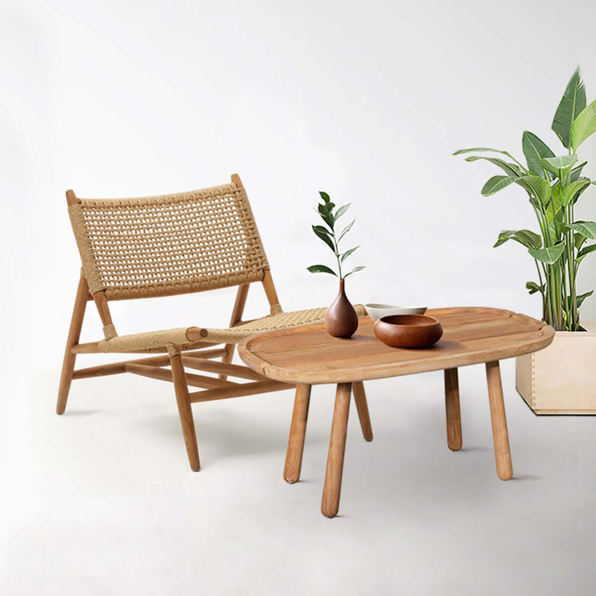 Benny Modern Rattan Lounge Chair Handwoven Outdoor Indoor Weatherproof-3