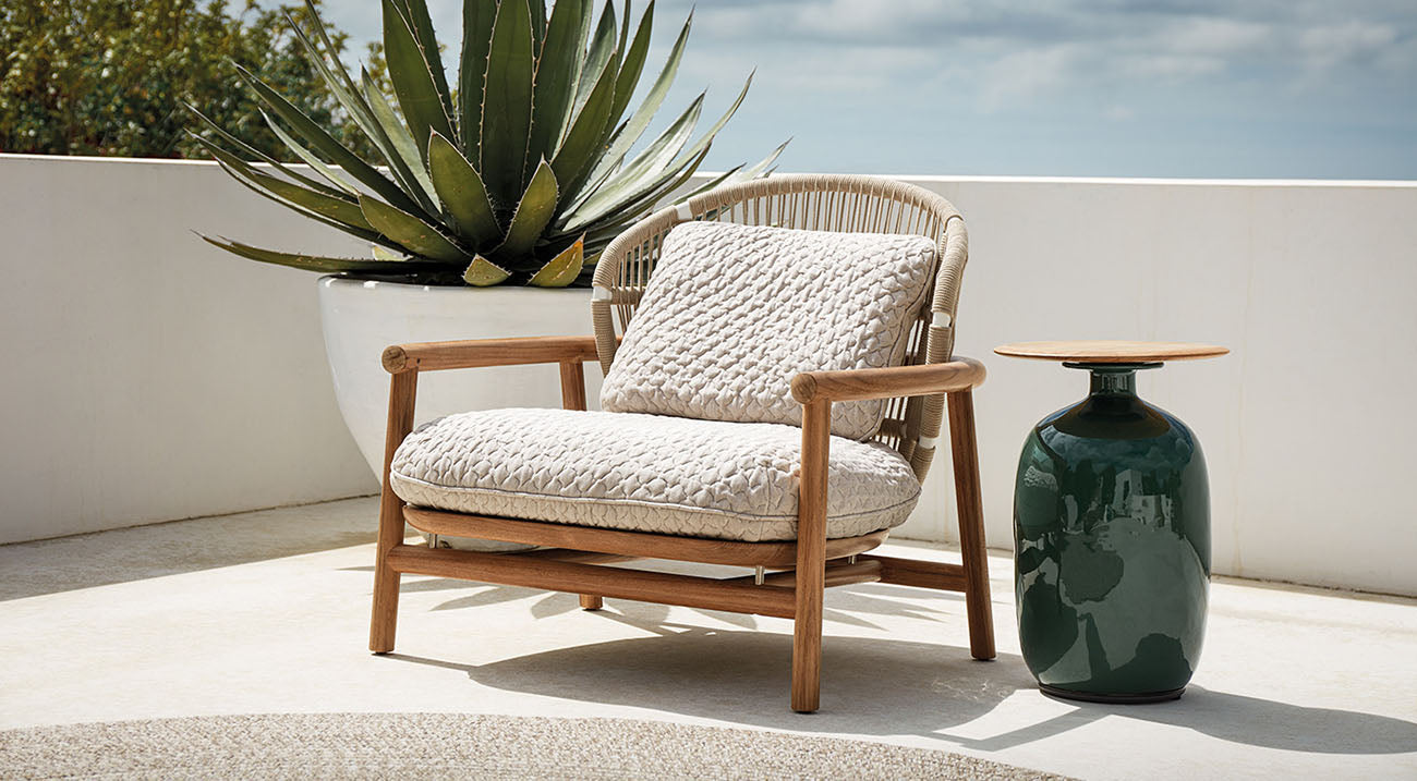 Billy Low-Back Lounge Chair Solid Teak & Olefin Rope Outdoor Sofa Furniture-3