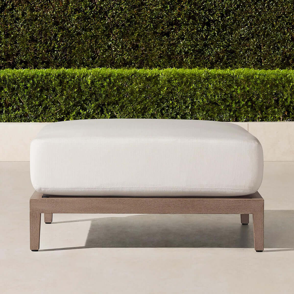 Teak Ottoman with Cushioning - Handcrafted Outdoor Lounge Accent Chair Footrest Seating-2