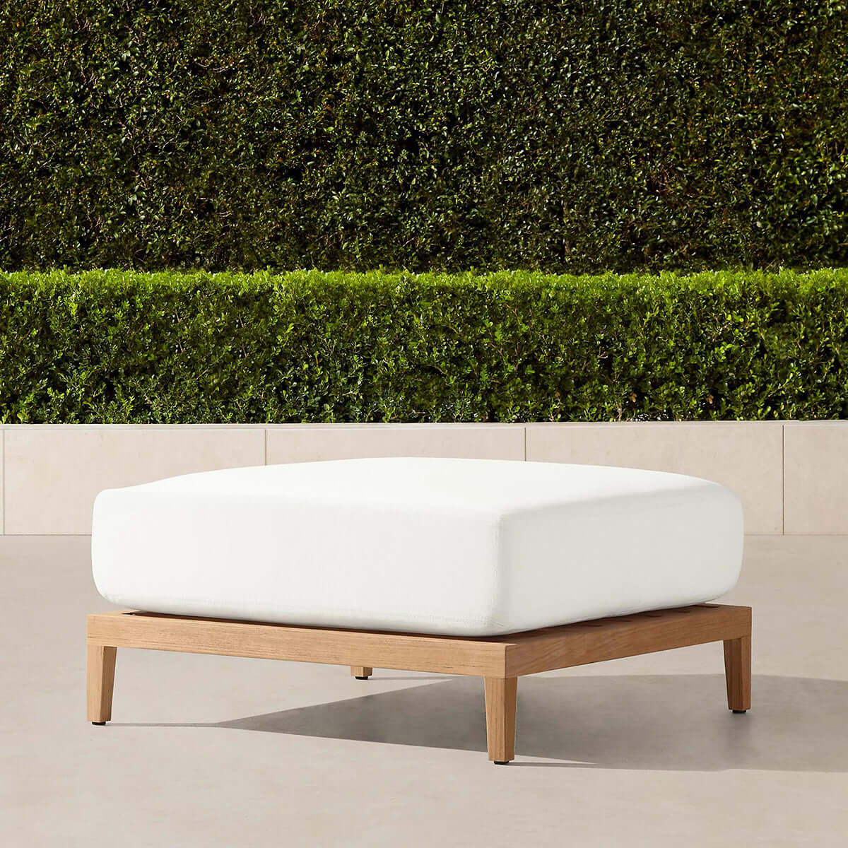 Teak Ottoman with Cushioning - Handcrafted Outdoor Lounge Accent Chair Footrest Seating-0