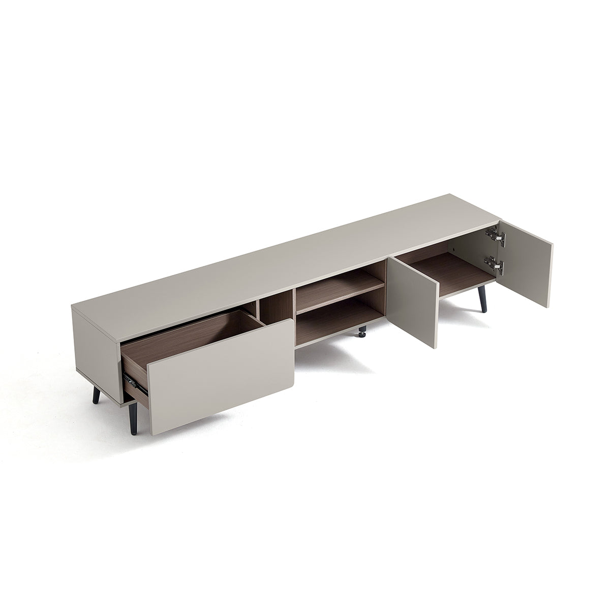 Mid Century Taupe TV Console Storage Unit-1