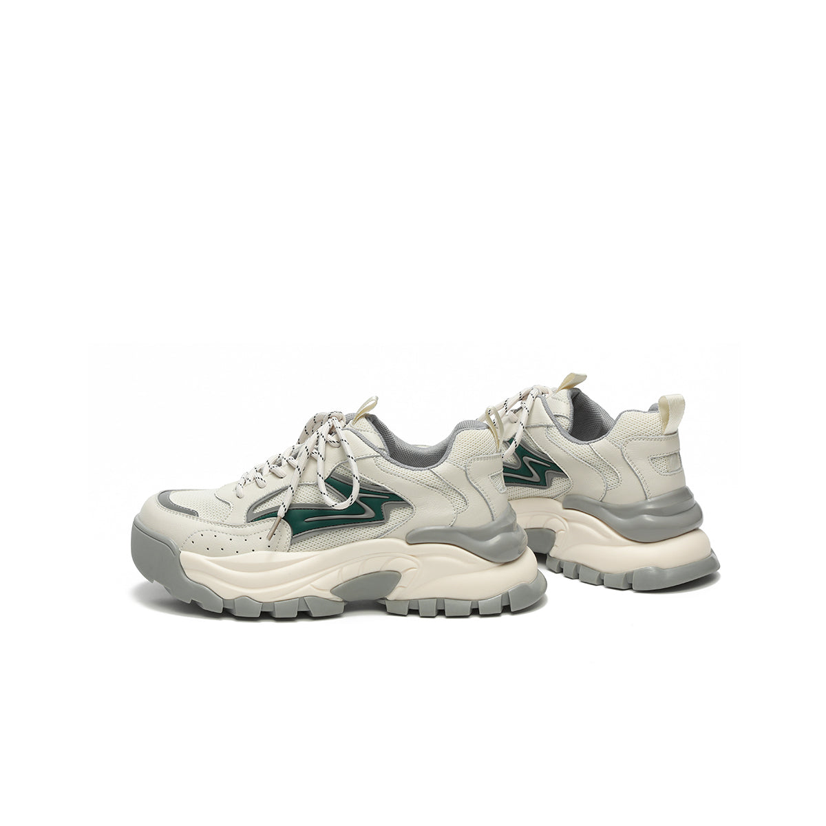Women's Platform Sneakers Green Accents Versatile Streetwear Shoes-2