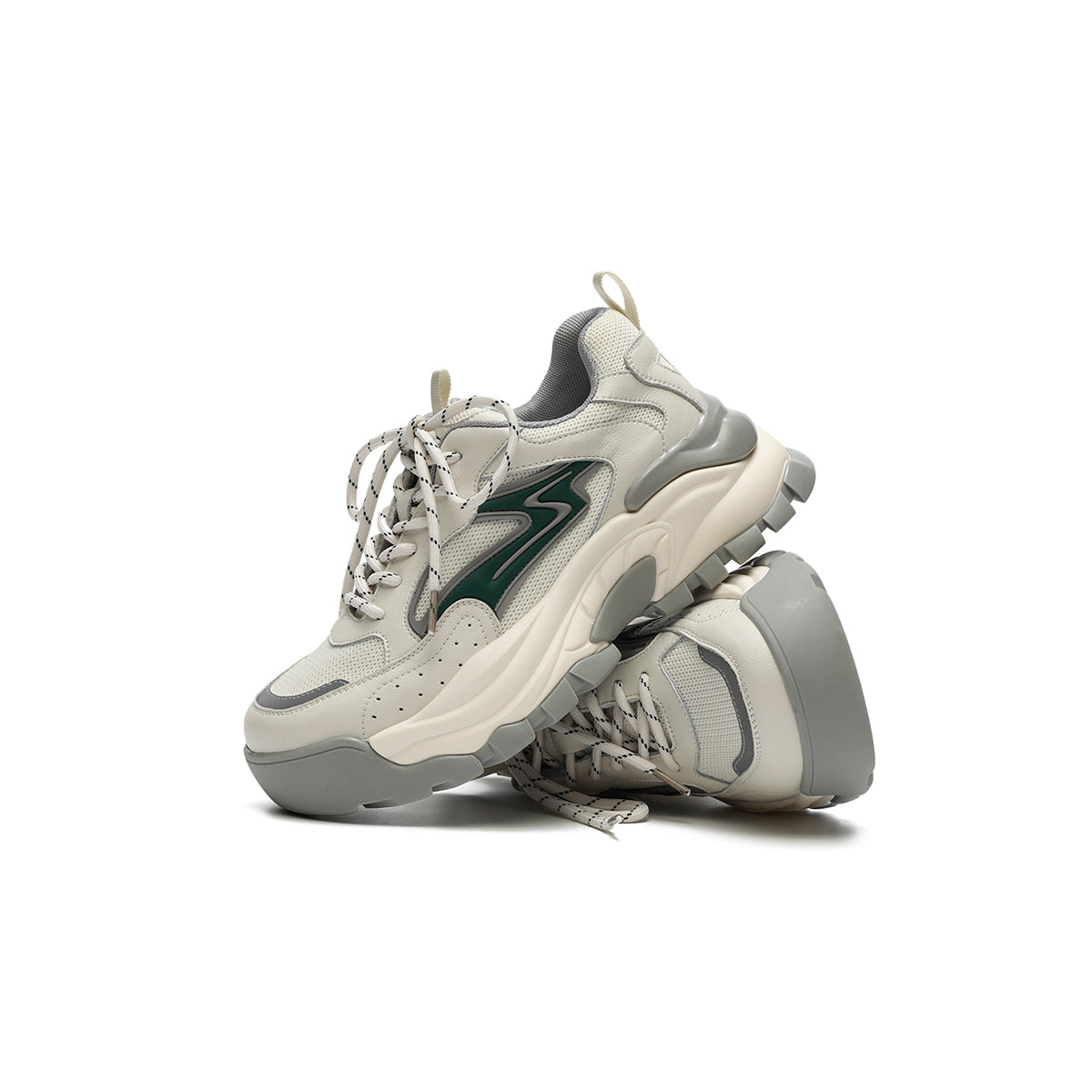 Women's Platform Sneakers Green Accents Versatile Streetwear Shoes-3