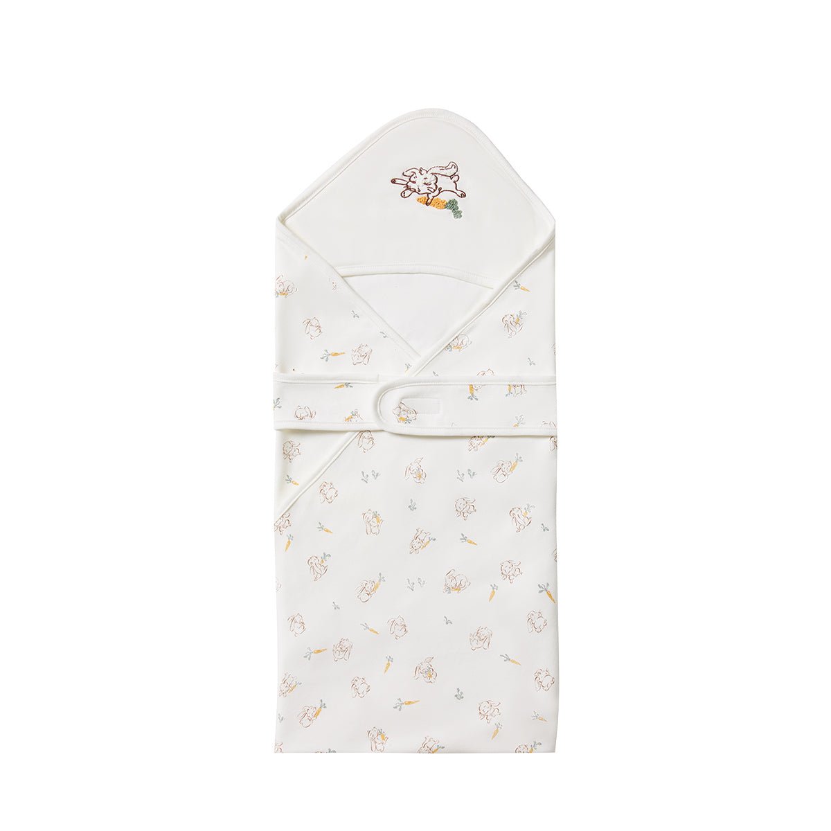 Extra Warm Cotton Swaddle Wrap Baby White Rabbit Embroidery-3