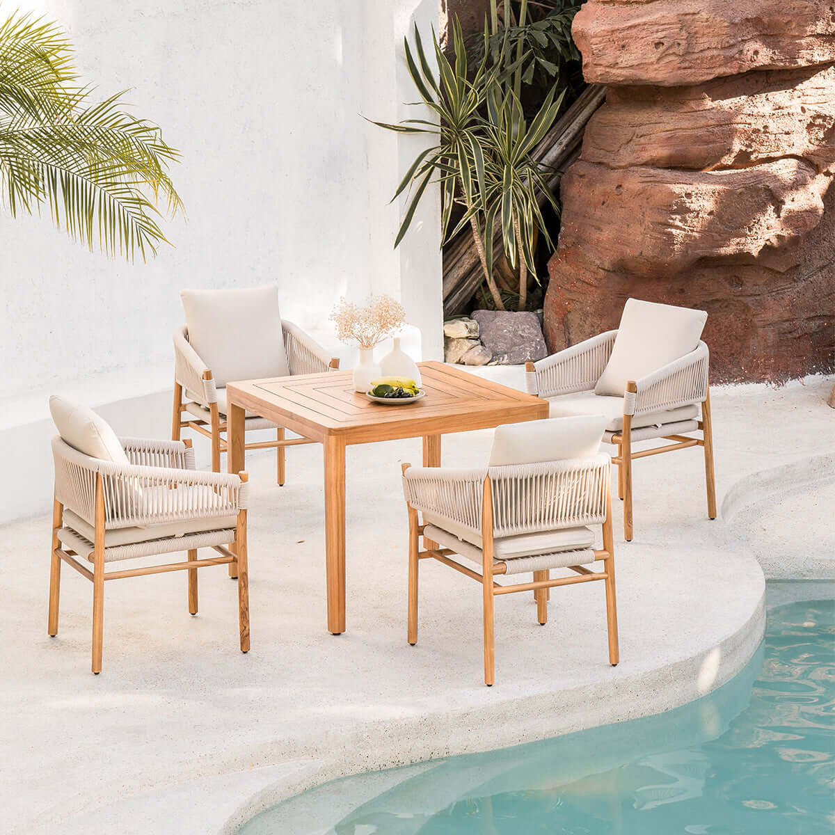 Solid Teak Wood Etimoe Dining Chair Outdoor with Ergonomic Seating-3