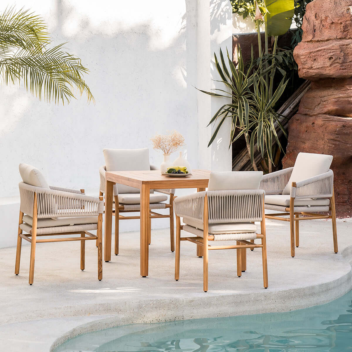 Solid Teak Wood Etimoe Dining Chair Outdoor with Ergonomic Seating-4