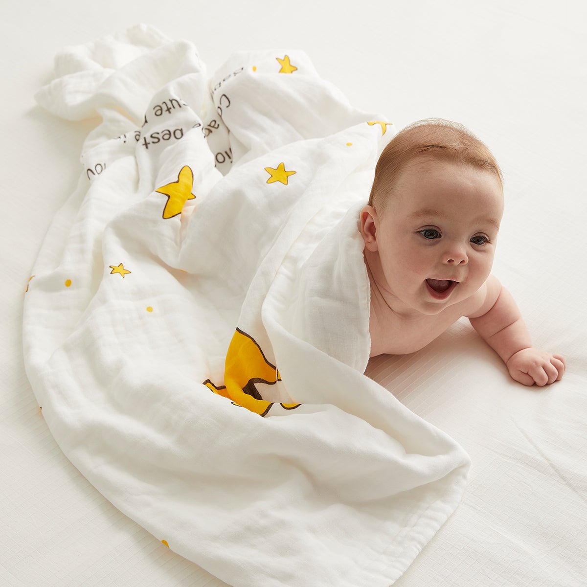 Six-Layer Cotton Bath Swaddle Blanket for Babies Yellow-0