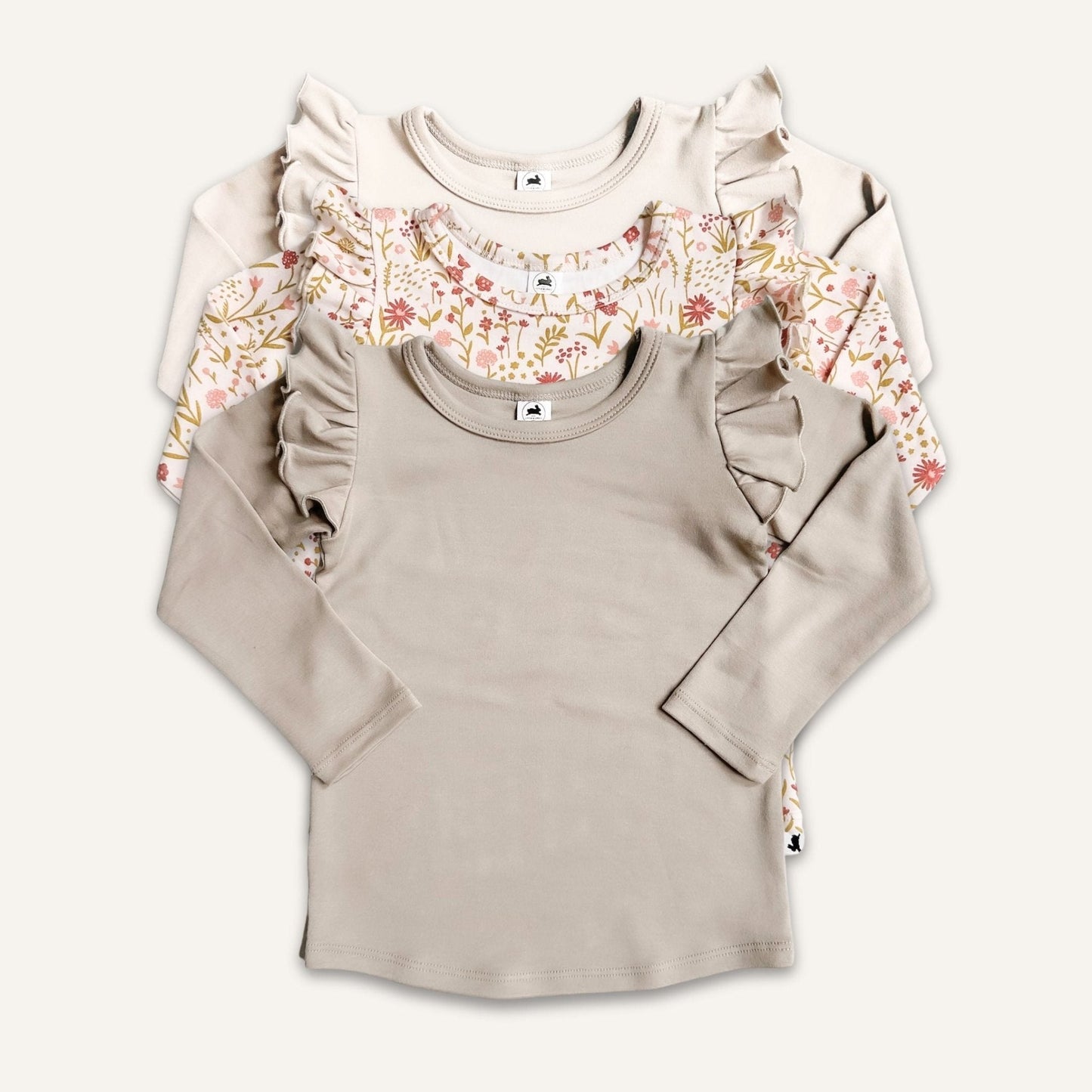 Baby/Kids Bamboo Ruffle Shoulder Long Sleeve Shirt — Last Call-0