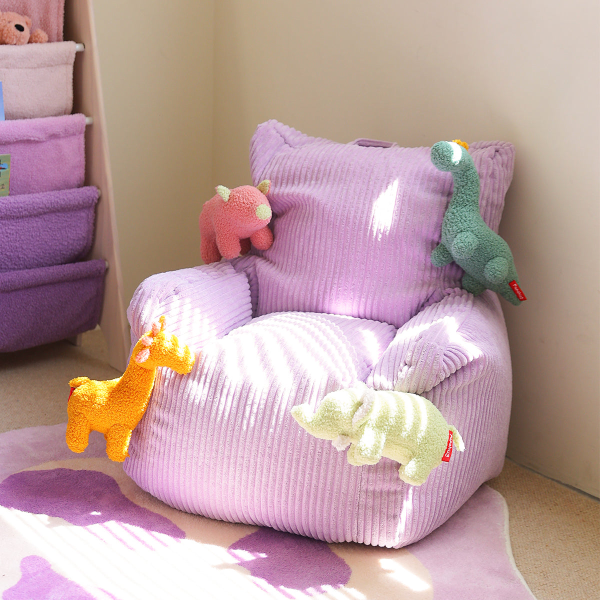 Happy Dream Comfortable Bean Bag Chair for Kids - EPP Filled Lounge Sofa with Plush Buddies-3