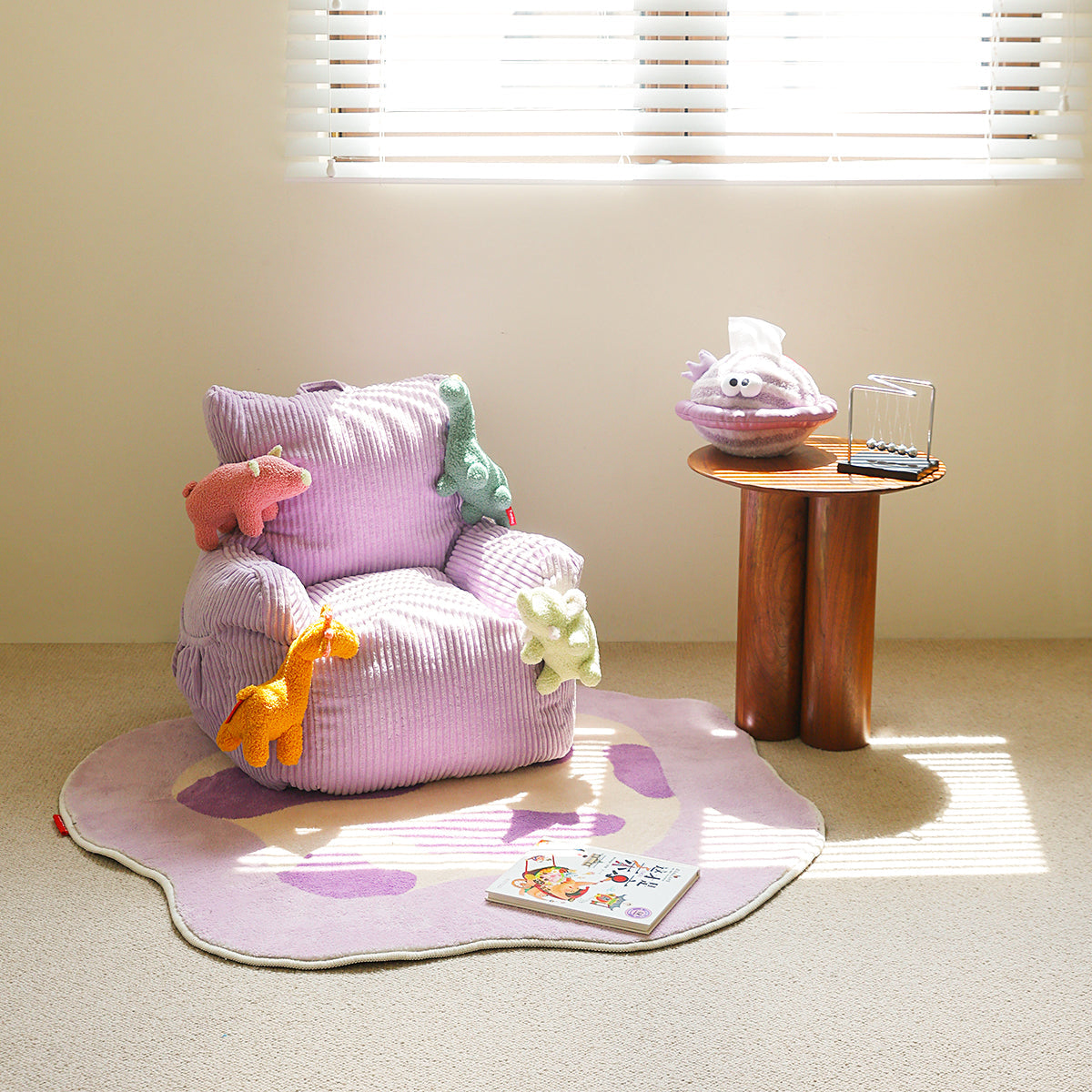 Happy Dream Comfortable Bean Bag Chair for Kids - EPP Filled Lounge Sofa with Plush Buddies-4