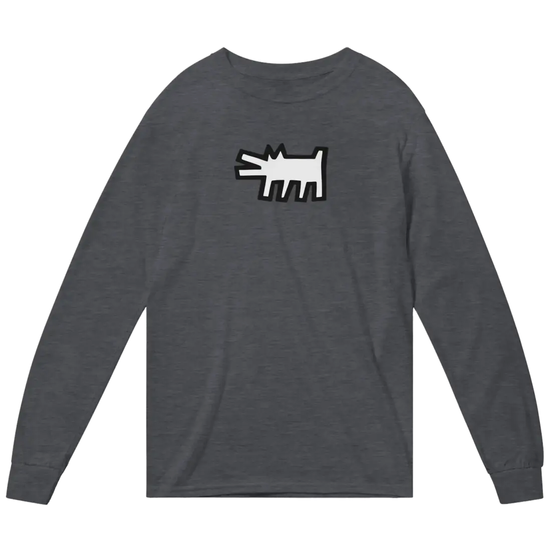 Haring's The Barking Dog Icon 1990 Street Art Long Sleeve Tee-0