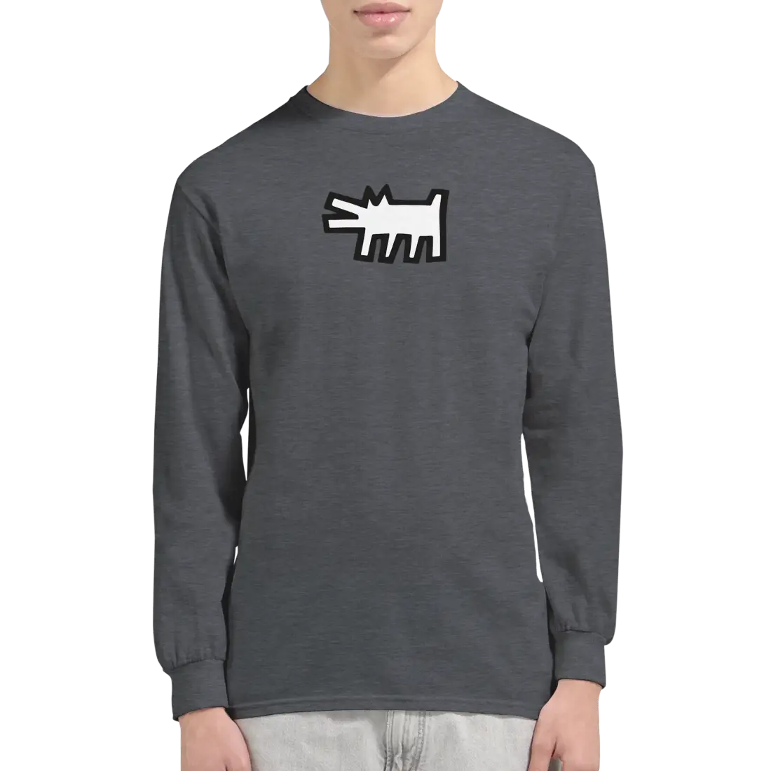 Haring's The Barking Dog Icon 1990 Street Art Long Sleeve Tee-1