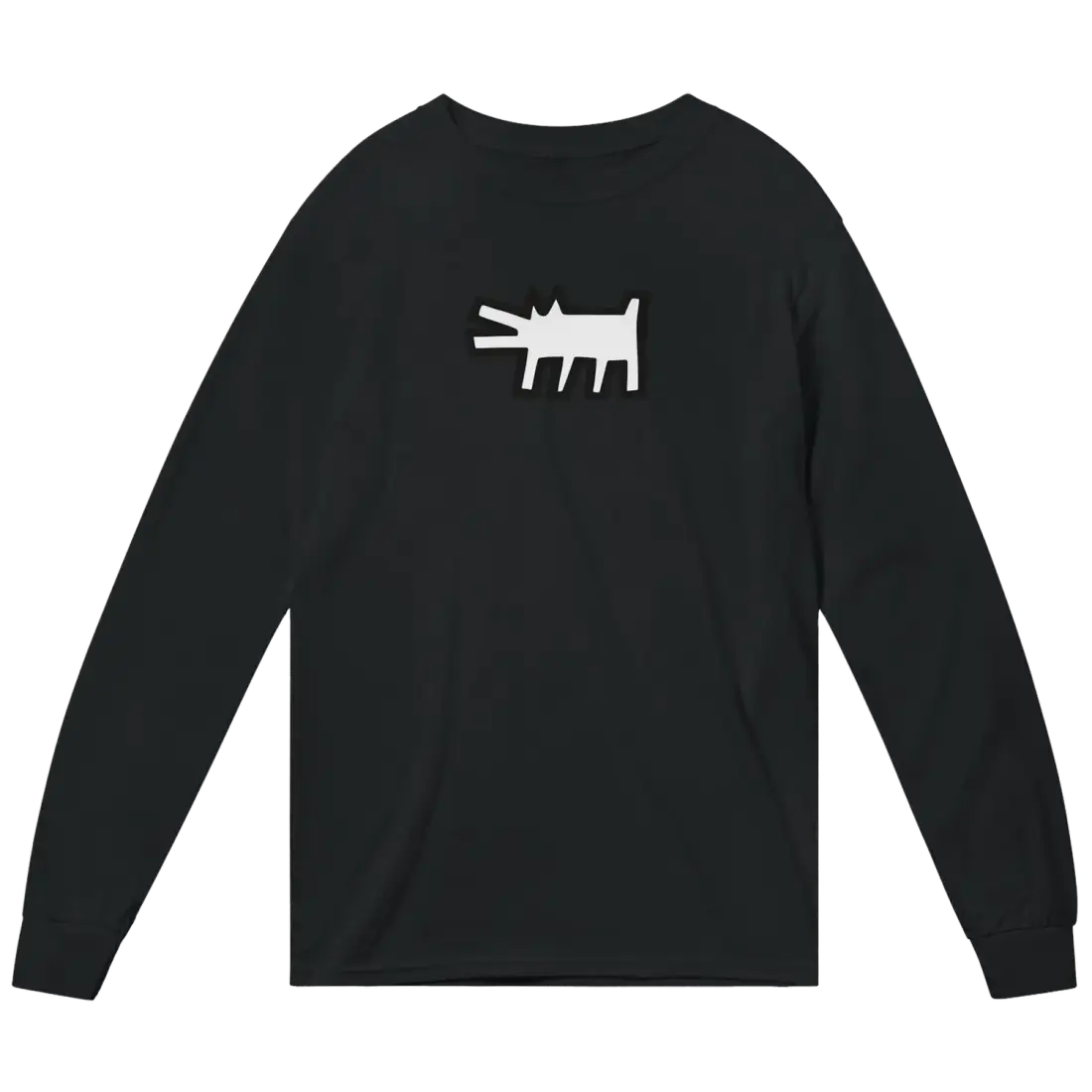 Haring's The Barking Dog Icon 1990 Street Art Long Sleeve Tee-3