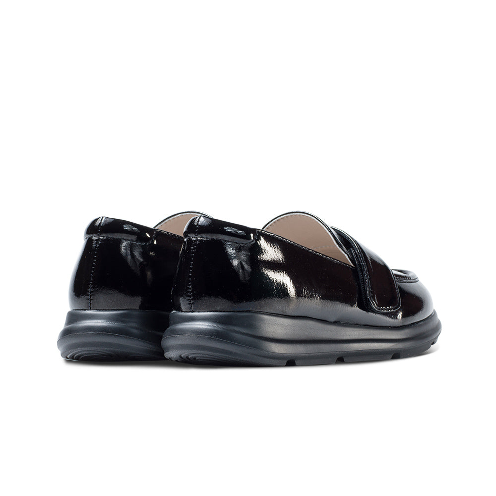 Kids Unisex Lightweight Patent Black Loafers-3