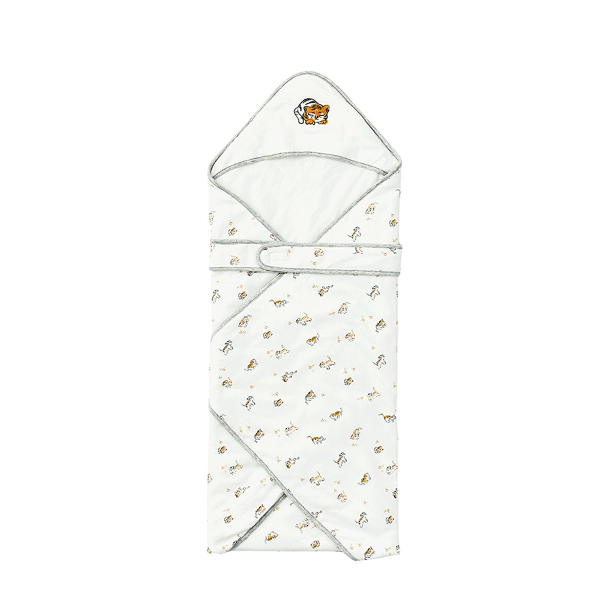 Extra Warm Cotton Baby Swaddle Wrap White with Tiger Embroidery Newborn Gift-3