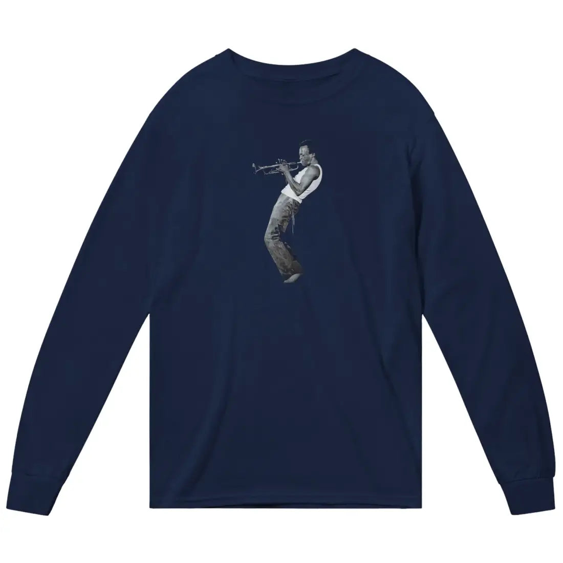 Miles Davis Playing his Trumpet Artwork Long Sleeve Shirt-2