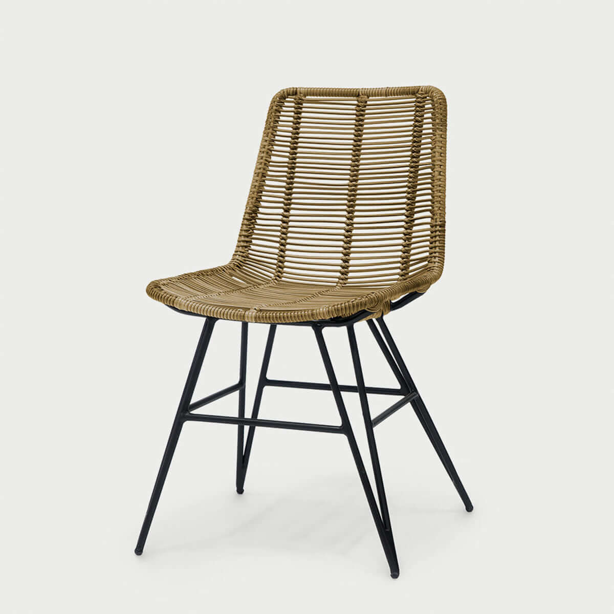 Nicara Rattan Dining Chair - Handwoven Wicker with Powder-Coated Aluminum Frame-2