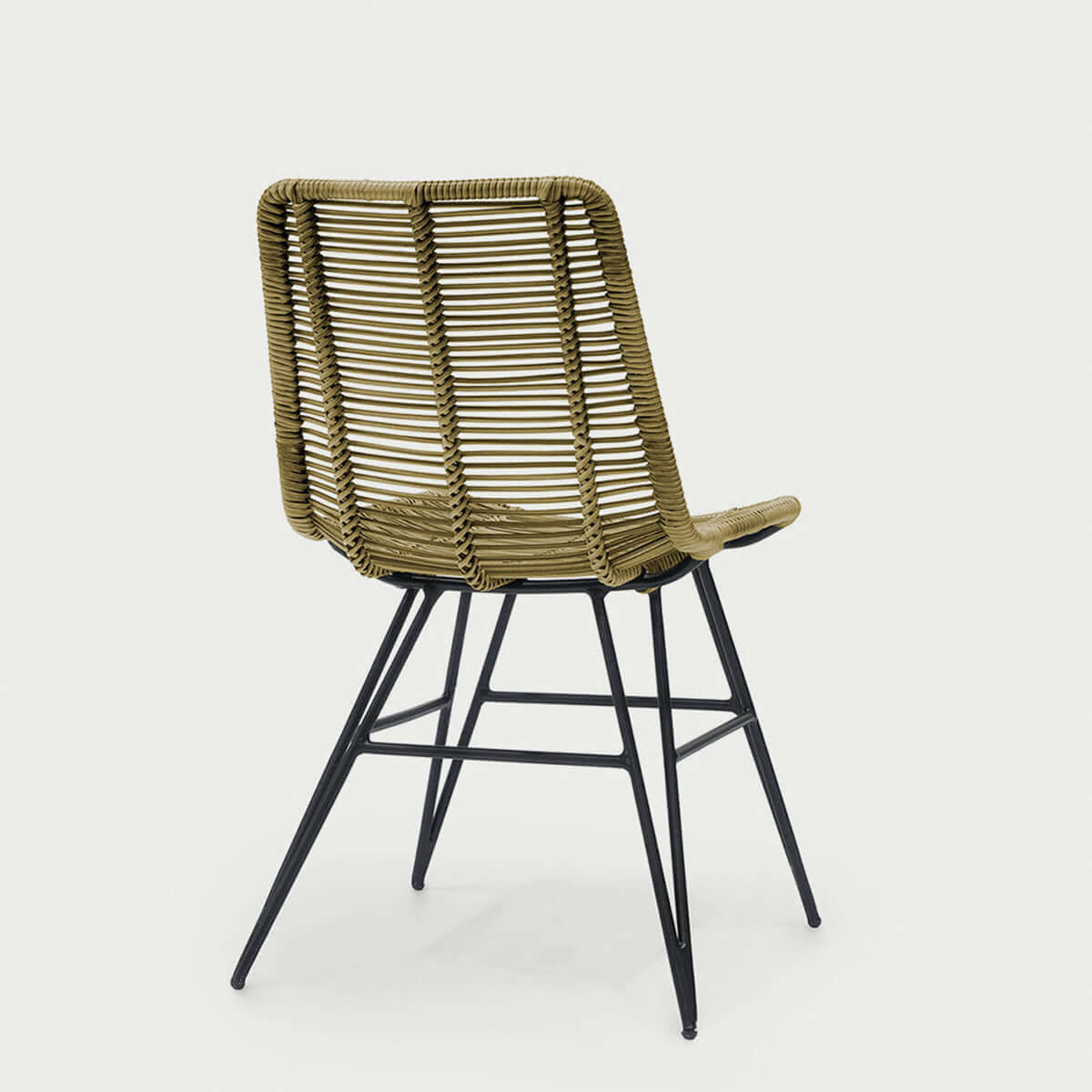 Nicara Rattan Dining Chair - Handwoven Wicker with Powder-Coated Aluminum Frame-3