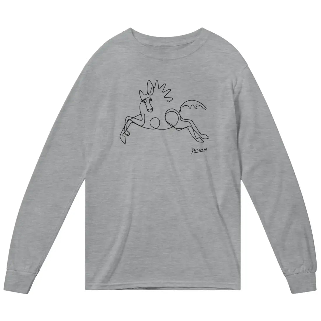 Pablo Picasso Horse Line Art Long Sleeve Shirt-3