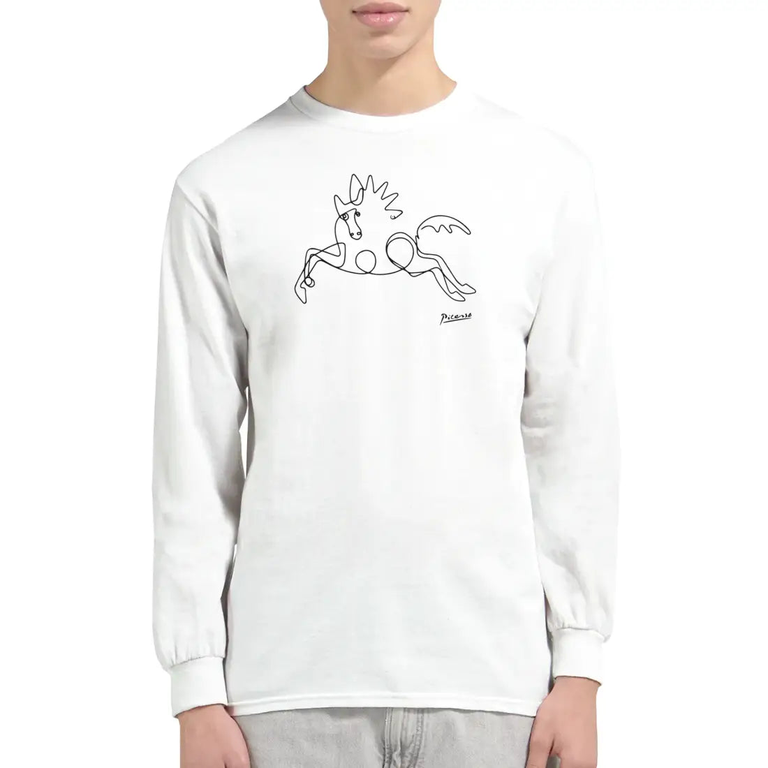 Pablo Picasso Horse Line Art Long Sleeve Shirt-1