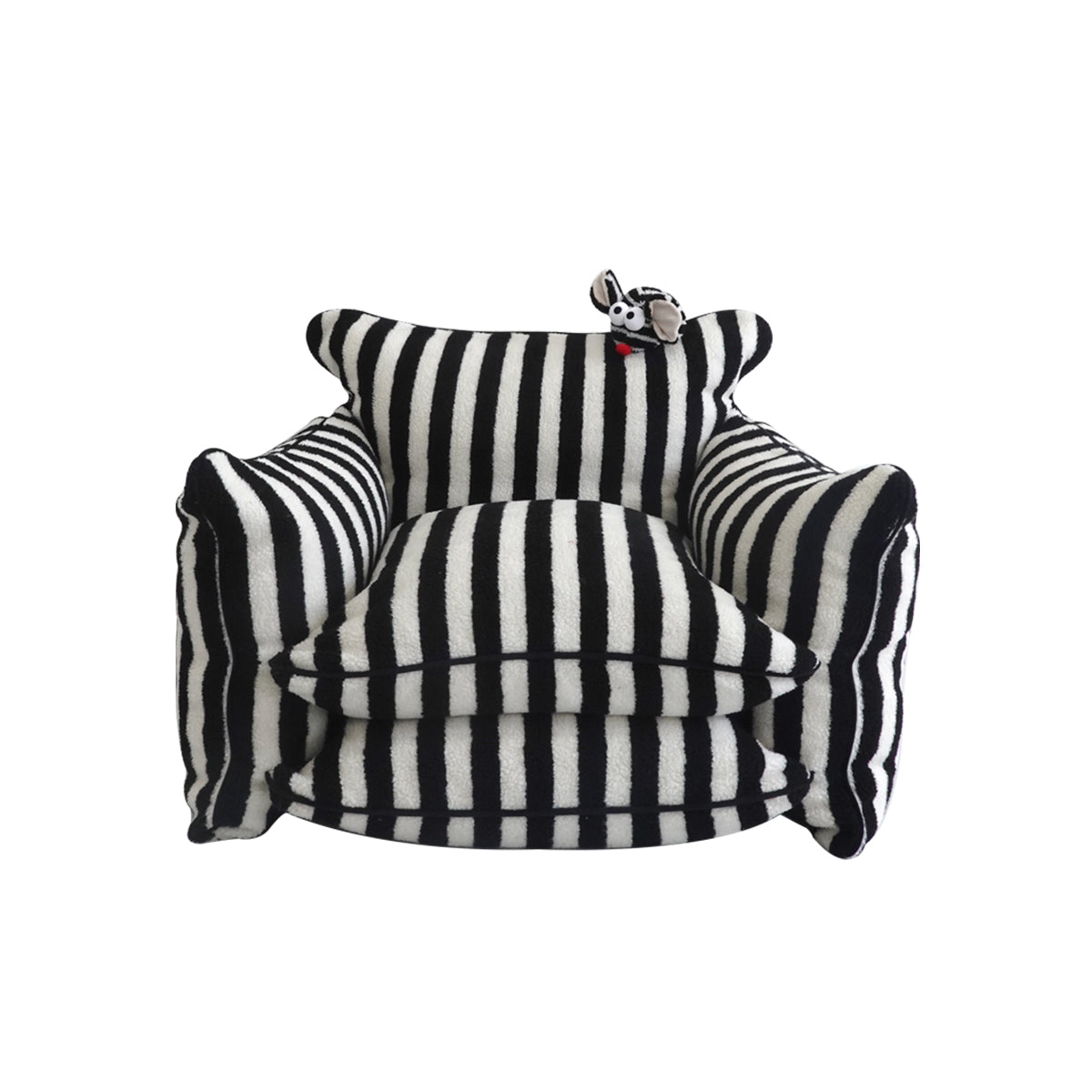 Striped Lazy Sofa Chair with Soft Velvet Cushions for Kids & Adults-4