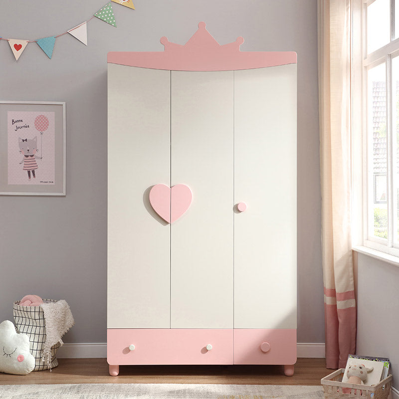 Pink Princess Wardrobe Cabinet For Girls Kids Furniture Organizer-0