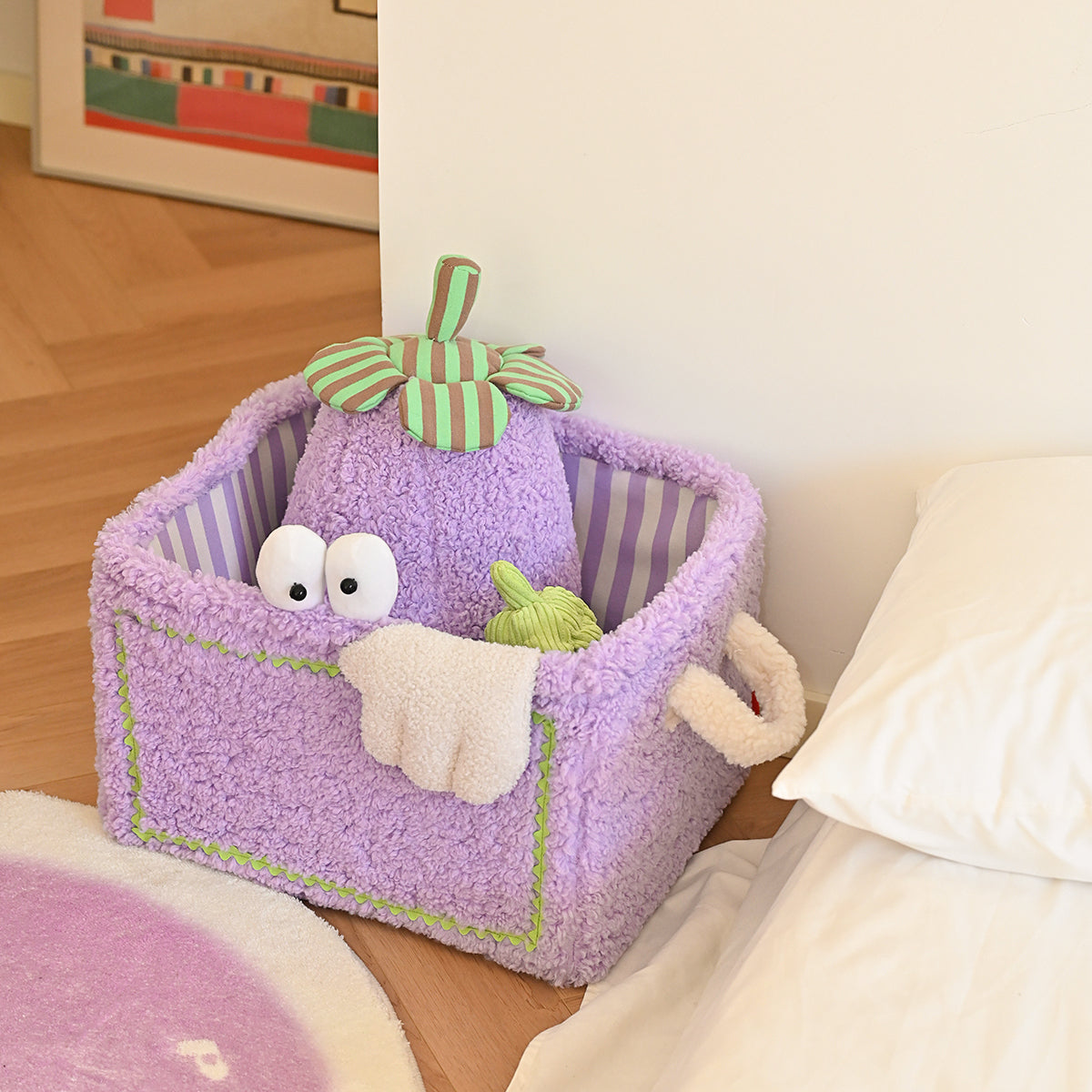 Quirky Monster Striped Storage Basket-4