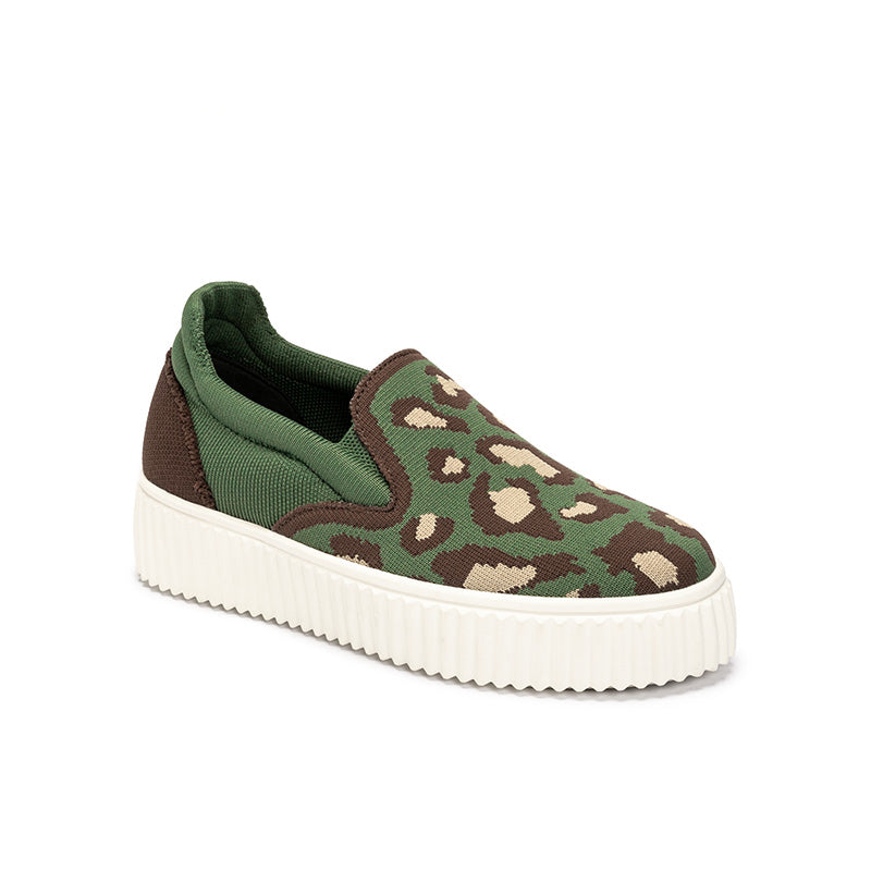 Women's Thick Soled Leopard Print Slip On Sneakers-2