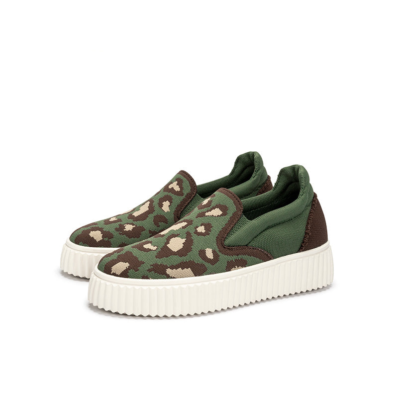 Women's Thick Soled Leopard Print Slip On Sneakers-3