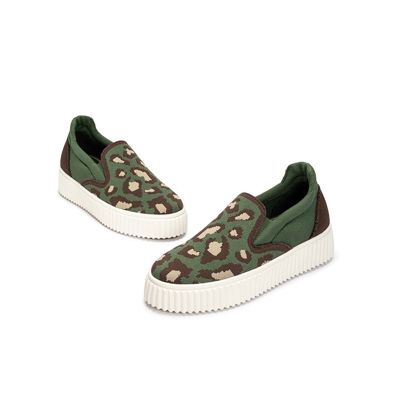 Women's Thick Soled Leopard Print Slip On Sneakers-4
