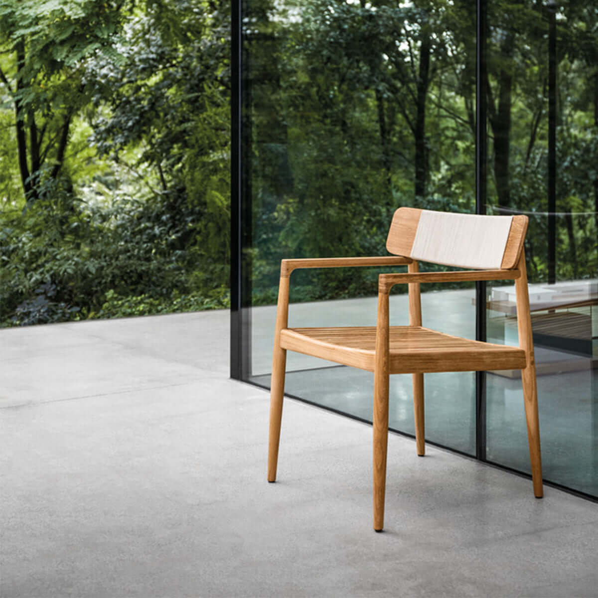 Waterproof Accent Dining Chair with Olefin Woven Rope and Premium Teak Wood Construction-0
